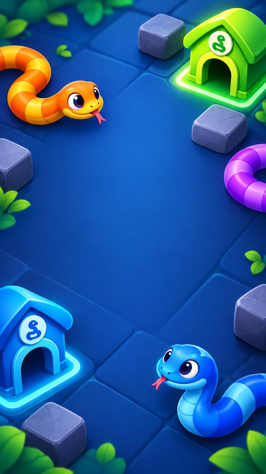 Snakes, stones and colored houses on the game board